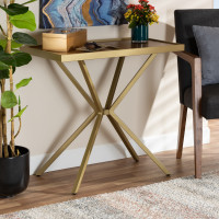 Baxton Studio LY80-SF-Gold-Console Carlo Modern and Contemporary Walnut Finished Wood and Gold Finished Metal Console Table